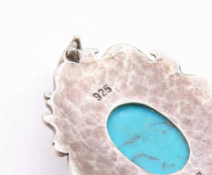925 Sterling Silver Vintage Pendant ISRAEL Cabochon Turquoise Charm   PT26081