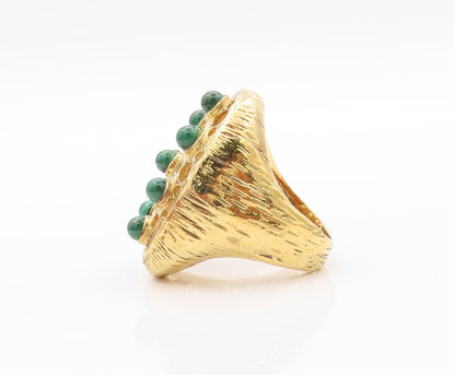 925 Sterling Silver Vintage Ring Gold plated Malachite Cutouts  Sz 8  RG32407