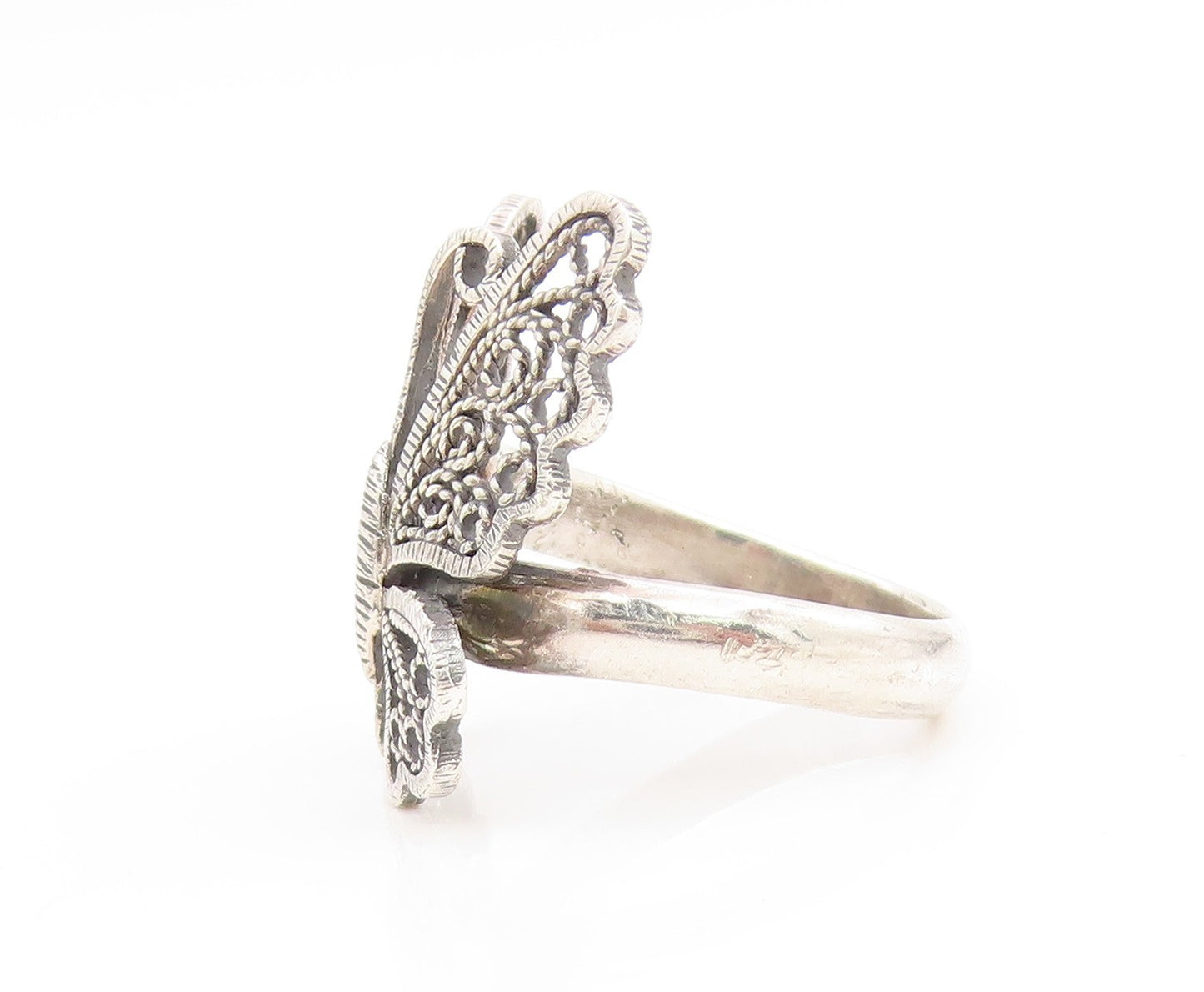 925 Sterling Silver Vintage Ring Elegant Butterfly Cut Out Band  Sz 8.5  RG34194