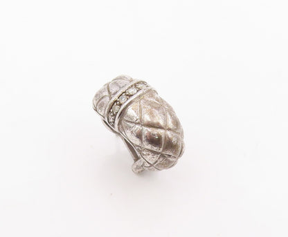 925 Sterling Silver Vintage Earrings Real Diamonds Designer Single Piece EG14287