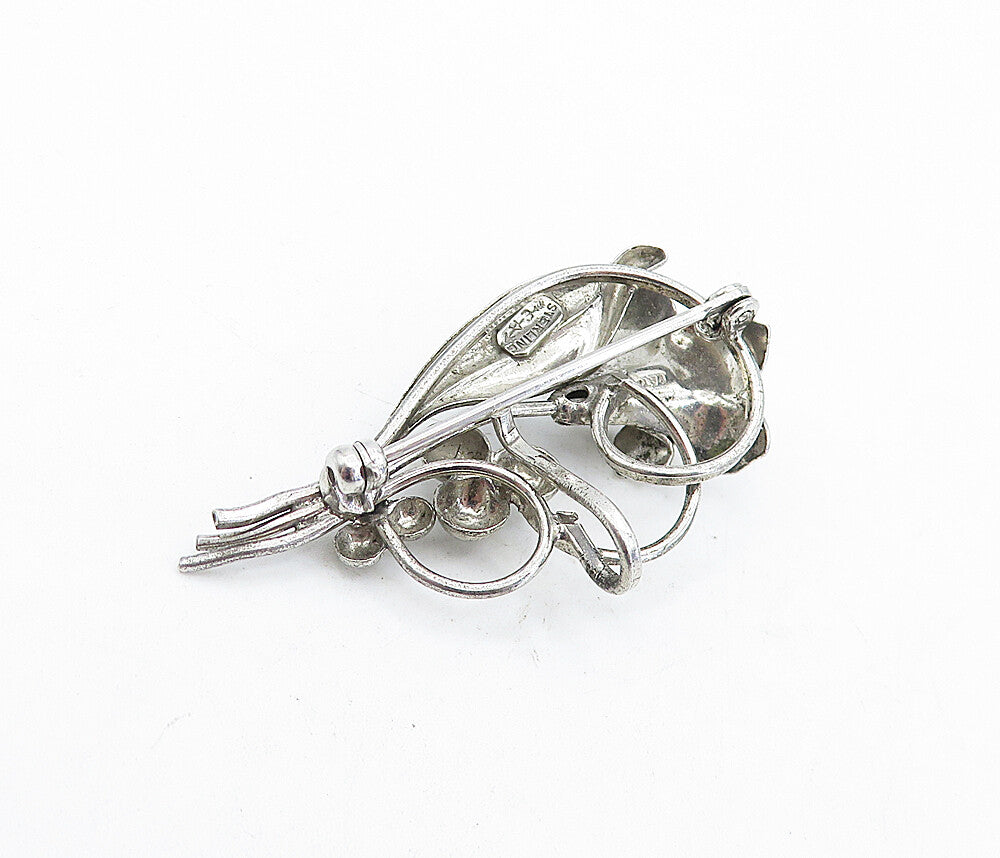 CARL ART 925 Silver  Vintage Petite Sculpted Flower Swirl Brooch Pin  BP1589