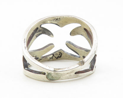 MEXICO 925 Sterling Silver  Vintage Shiny Cutout Design Band Ring Sz 7 RG12168