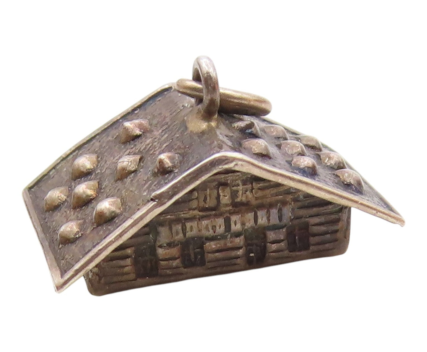 925 Sterling Silver  Vintage Dark Tone Cottage House Motif Pendant  PT18460