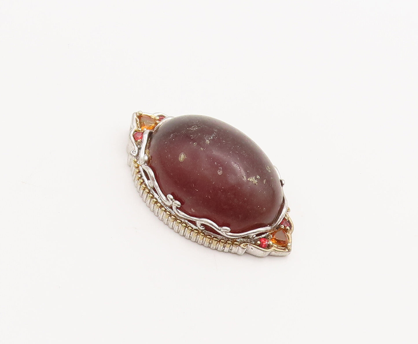 925 Sterling Silver Vintage Pendant MICHAEL VALITUTTI Framed Gemstone  PT23199