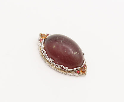 925 Sterling Silver Vintage Pendant MICHAEL VALITUTTI Framed Gemstone  PT23199