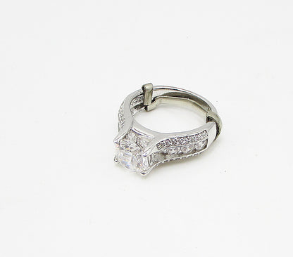 925 Sterling Silver  Faceted White Cubic Zirconia Band Ring Sz 6  RG3250