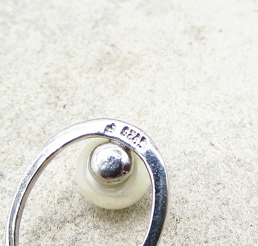 925 Sterling Silver  Freshwater Pearl & Cubic Zirconia Slider Pendant  PT1523