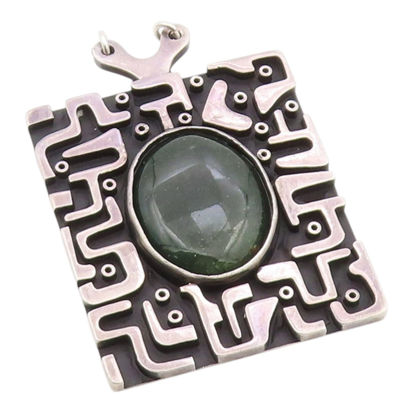 925 Sterling Silver Vintage Pendant LOS BALLESTEROS Oval Gemstone HEAVY  PT26359