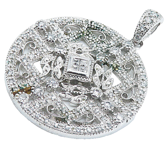 ROSS SIMON 925 Sterling Silver  Cubic Zirconia Floral Vine Pendant  PT6175