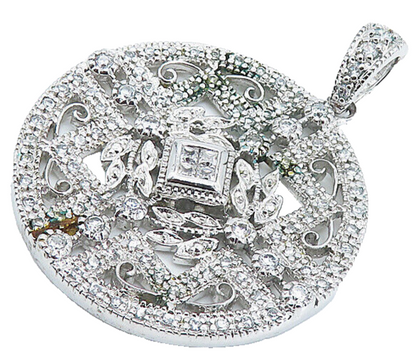 ROSS SIMON 925 Sterling Silver  Cubic Zirconia Floral Vine Pendant  PT6175