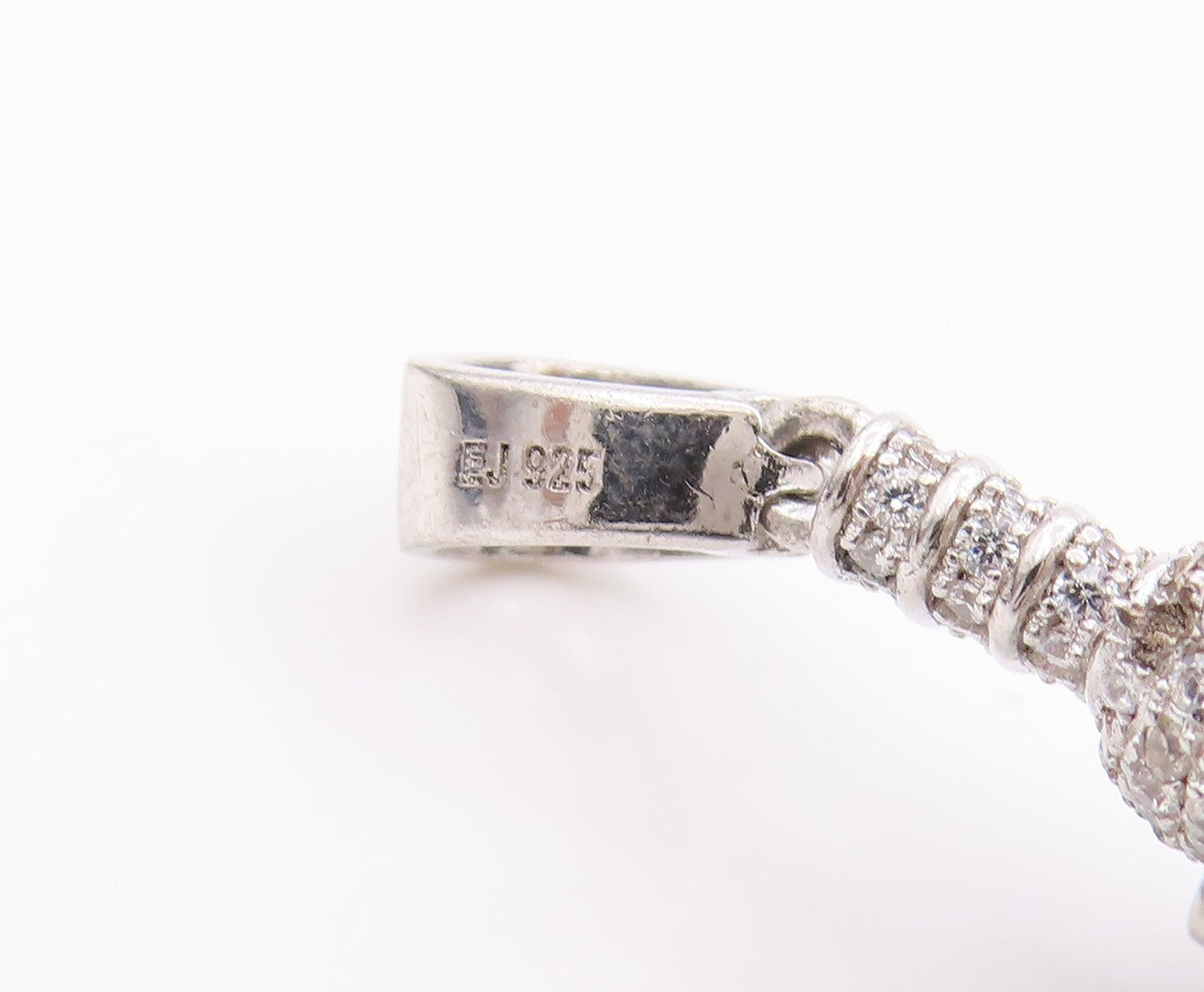 925 Sterling Silver Vintage Pendant Clustered CZ Electric Power Plug  PT24844