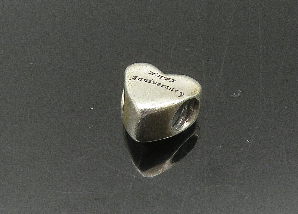 PANDORA 925 Silver & 14K GOLD  Vintage Two Tone Heart Slide Pendant  PT17862