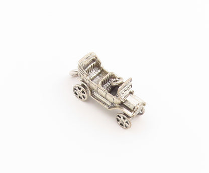 925 Sterling Silver Vintage Pendant Retro Open Top Roadster Car MOVES  PT26627