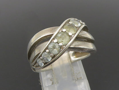 925 Sterling Silver  Vintage Open Crisscross Quartz Band Ring Sz 7  RG24501