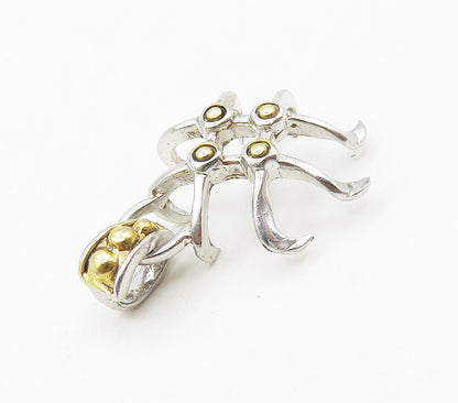 925 Sterling Silver  Vintage Shiny Petite Two Tone Design Pendant  PT12113