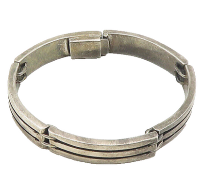 MEXICO 925 Sterling Silver  Vintage Smooth Curved Bar Chain Bracelet  BT7523