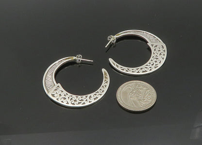 LOIS HILL 925 Silver  Vintage Shiny Woven Swirl Design Hoop Earrings  EG10620