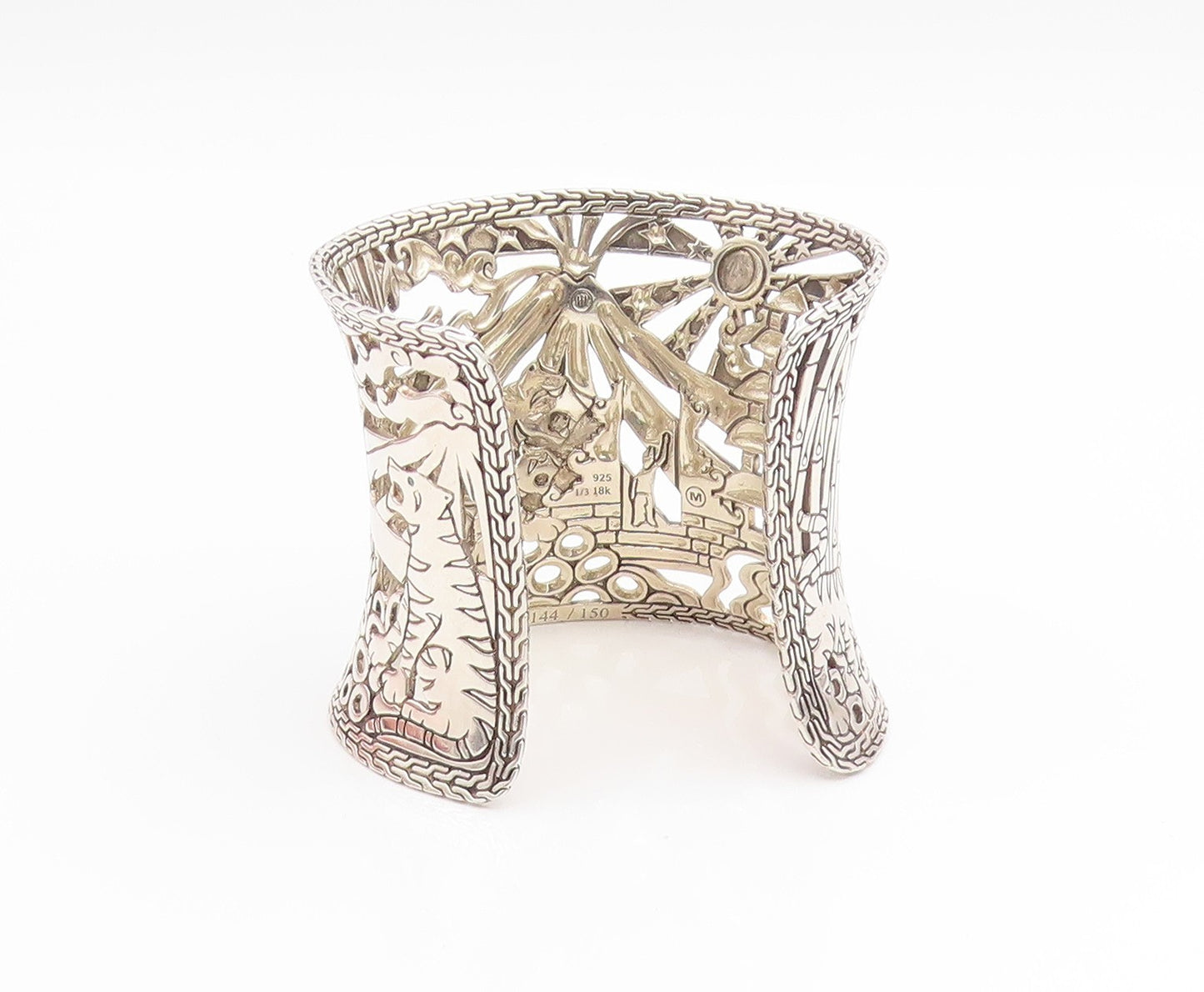 925 Sterling Silver Vintage Bracelet JOHN HARDY Large Macan Rare BT11910