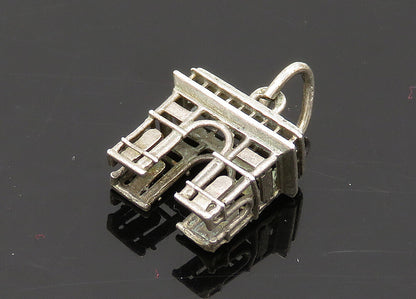 925 Sterling Silver  Vintage Petite Dark Tone Arch Landmark Pendant  PT16409