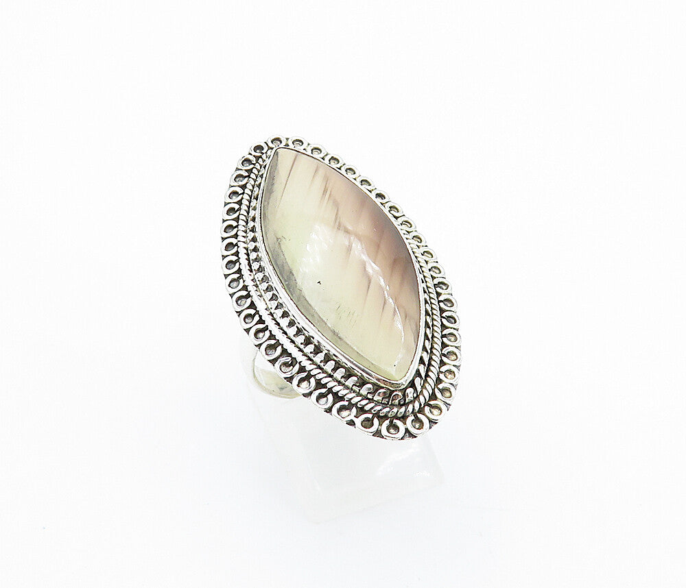 925 Sterling Silver  Vintage Agate Pointed Oval Cocktail Ring Sz 10  RG7956