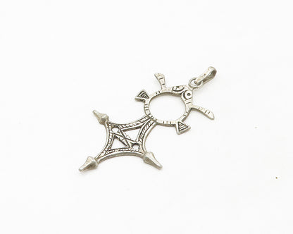 925 Sterling Silver  Vintage Antique Etched Detail Drop Pendant  PT14267