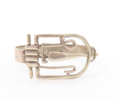 925 Sterling Silver Vintage Bracelet Middle East Egyptian Symbols Bangle BT10919