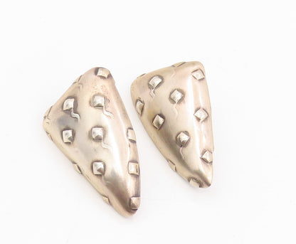 925 Sterling Silver Vintage Earrings Chunky Textured Triangle Studs  EG14007