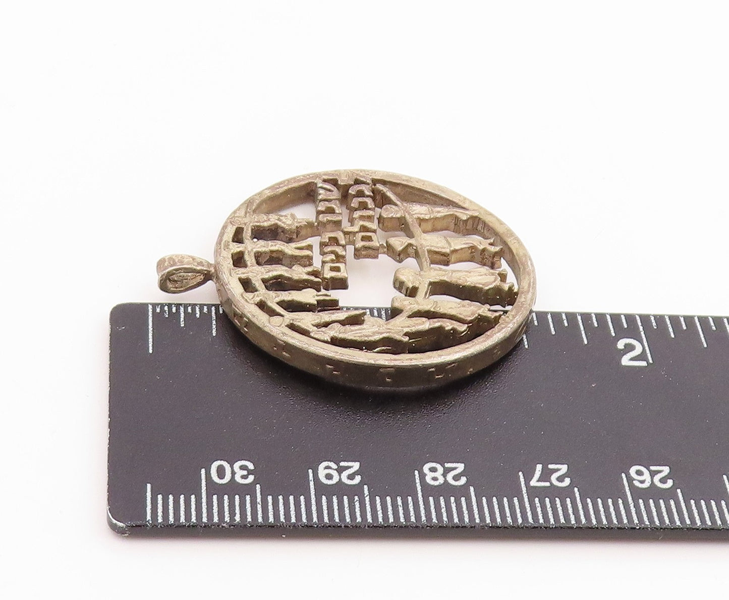 925 Sterling Silver Vintage Pendant Jewish Independence Menorah Medal  PT26058