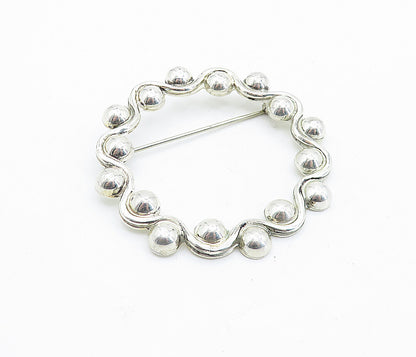MEXICO 925 Sterling Silver  Vintage Swirl Dome Pattern Round Brooch Pin BP2728