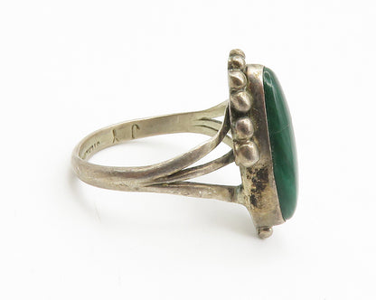 JIMMY YAZZIE NAVAJO 925 Silver  Vintage Malachite Cocktail Ring Sz 9  RG14202