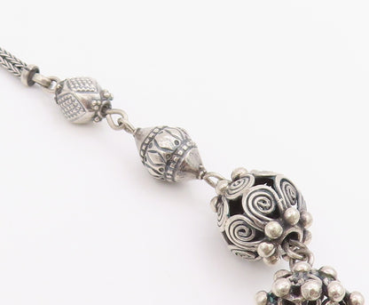 925 Sterling Silver Vintage Necklace Chunky Bohemian Beaded Design Chain  NE4686
