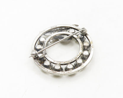 VAN DELL 925 Sterling Silver  Vintage Topaz & Garnet Wreath Brooch Pin  BP7589