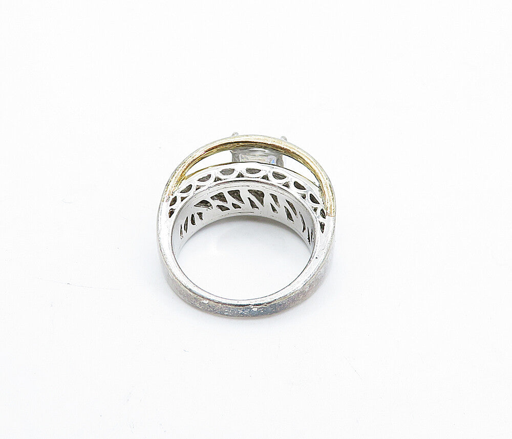 925 Sterling Silver  Cubic Zirconia Solitaire With Accents Ring Sz 5  RG4350