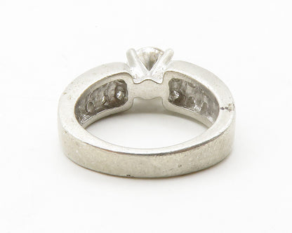 925 Sterling Silver  Vintage Cubic Zirconia Solitaire Accent Ring Sz 5 RG13726