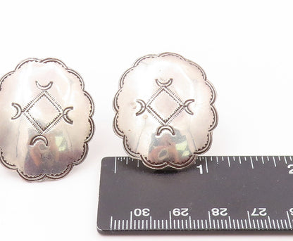 925 Sterling Silver Vintage Earrings Large Design Etched EG13375