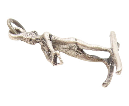925 Sterling Silver  Vintage Shiny Petite Water Ski Sports Pendant  PT18379