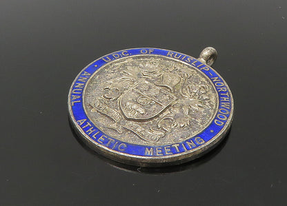 925 Sterling Silver  Vintage Enamel Annual Athletic Meeting Pendant  PT18466