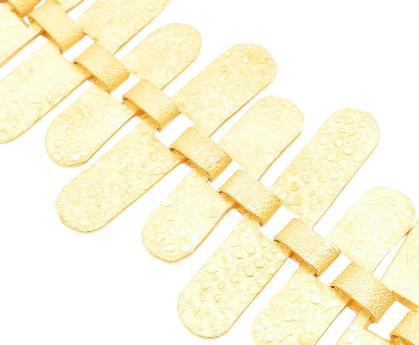 925 Sterling Silver Vintage Bracelet Gold Plated Cutout Oval Slabs  BT10984