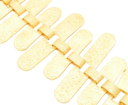 925 Sterling Silver Vintage Bracelet Gold Plated Cutout Oval Slabs  BT10984