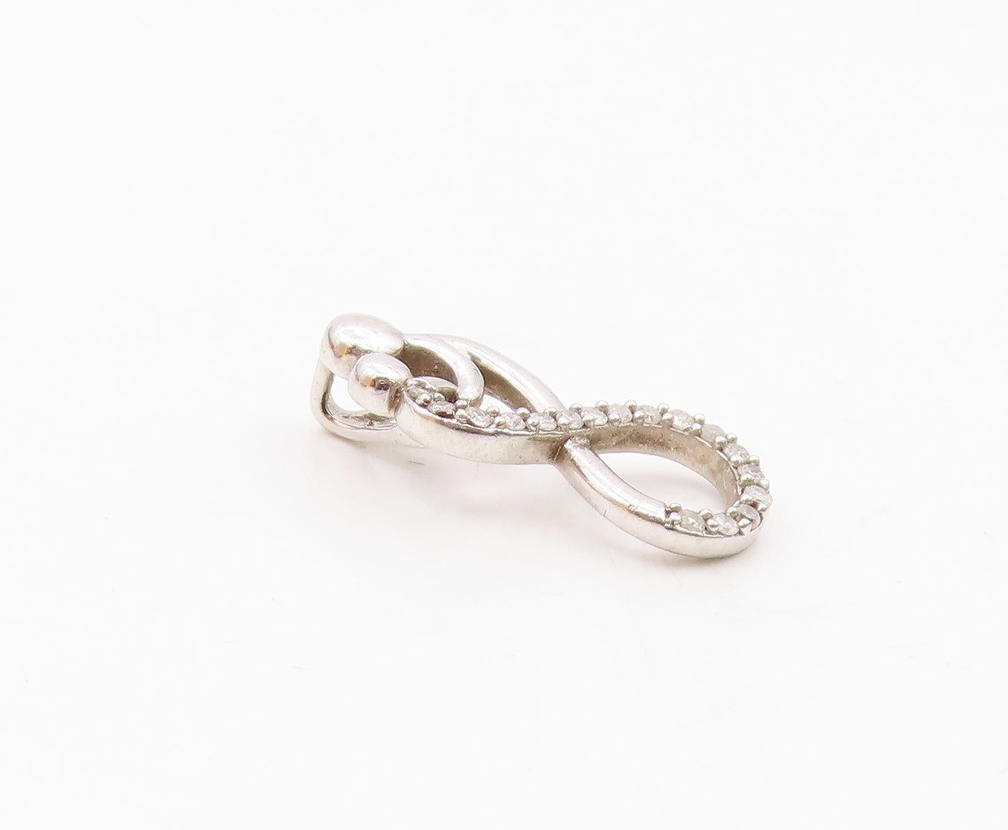 925 Silver  Vintage  Genuine Diamonds Infinity Mom & Baby Pendant  PT16683