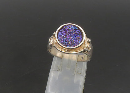 SAJEN 925 Silver  Vintage Purple Druzy Stone Cocktail Ring Sz 7  RG23322