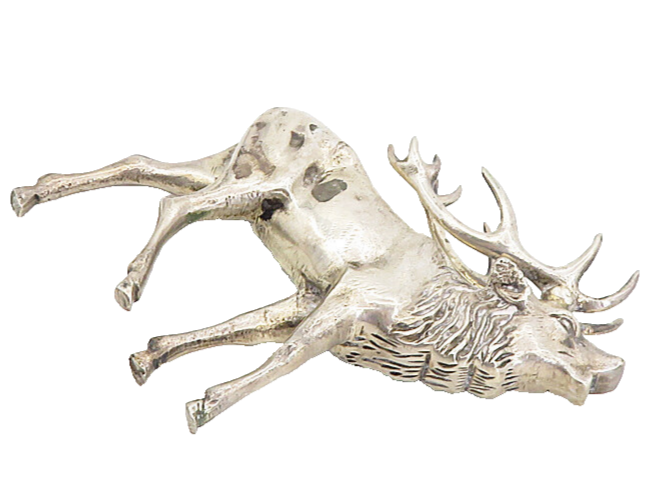925 Sterling Silver  Vintage Sculpted Reindeer Statue Table Trinket  TR1498