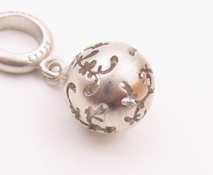 925 Sterling Silver Vintage Swirl Cutout Sphere Ornament Charm Pendant PT20659