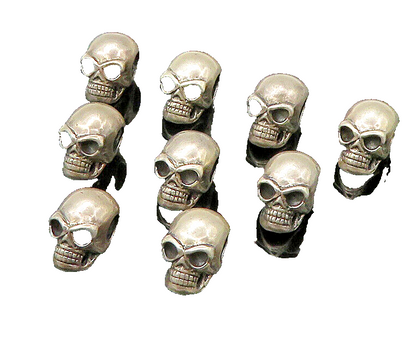 925 Sterling Silver  Vintage 9 Pcs. Skeleton Head Bead Charms  TR3055