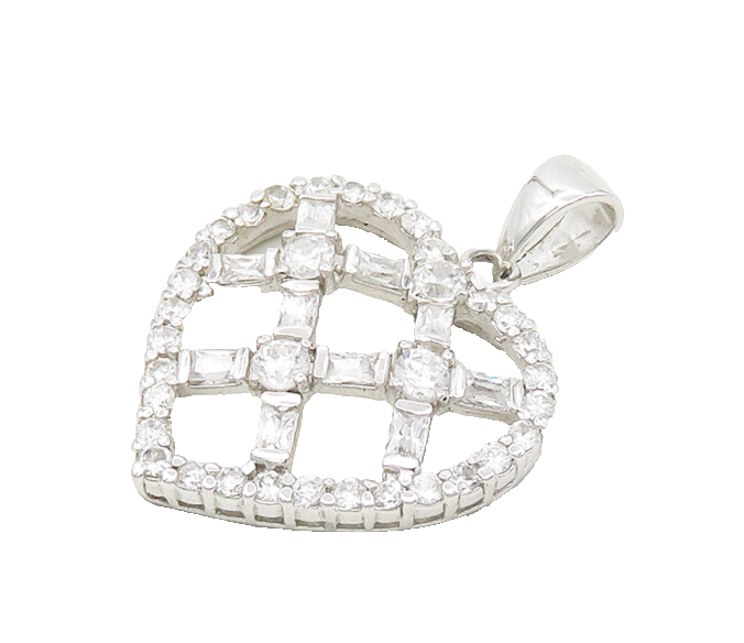 925 Sterling Silver  Sparkling Cubic Zirconia Love Heart Pendant  PT14065