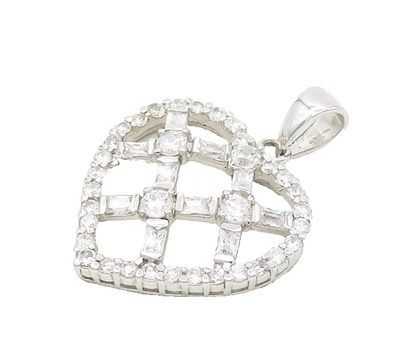 925 Sterling Silver  Sparkling Cubic Zirconia Love Heart Pendant  PT14065