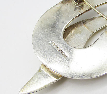 MEXICO 925 Sterling Silver  Vintage Smooth Fire Design Brooch Pin  BP1069