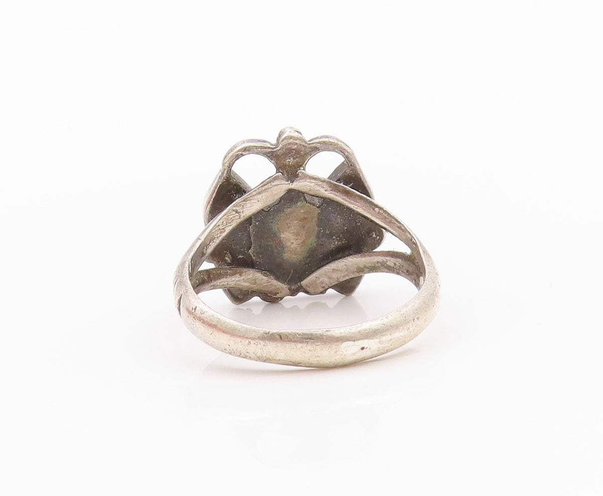 925 Sterling Silver Vintage Ring SOUTHWESTERN Crushed Turquoise Sz 7 RG32387