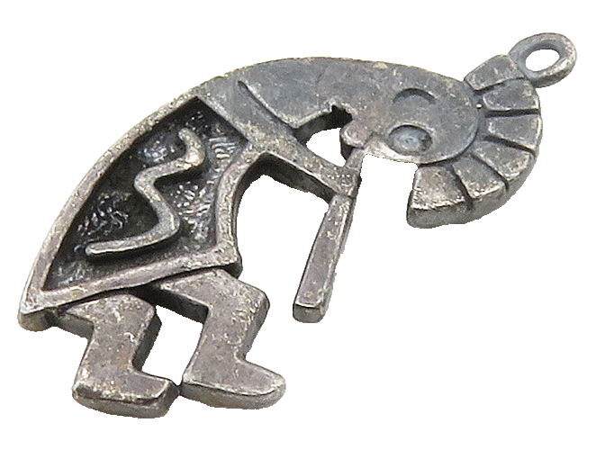 SOUTHWESTERN 925 Silver Vintage Oxidized Kokopelli Dancer Pendant PT13019