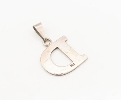 925 Sterling Silver Vintage Pendant Minimalistic Solid Cutout 'D' PT23333